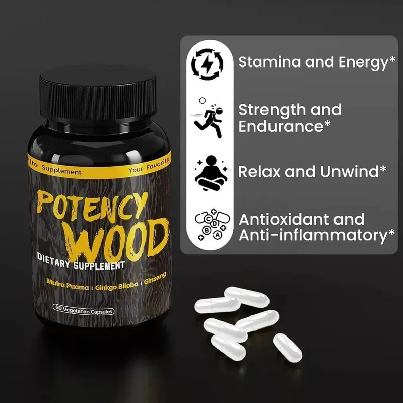 Suplemen Herba Kayu Potensi dengan Ginseng Ashwagandha 60 Kapsul Tenaga Adaptogen Stamina Antioksidan Imun Kesihatan Usus — image 3