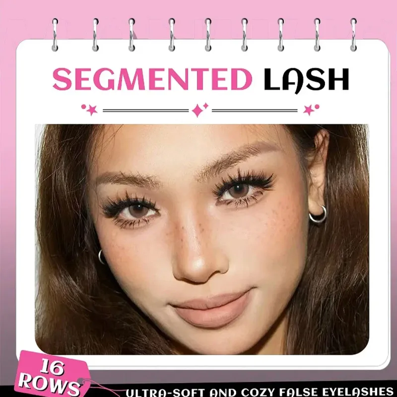 Cat Eye 16 rækker Cluster Lashes 406080100P Blandede DIY Individuelle øjenvipper Tykke Bakke DIY Eyelash Extension Wispy Volume Eyelashes — image 7