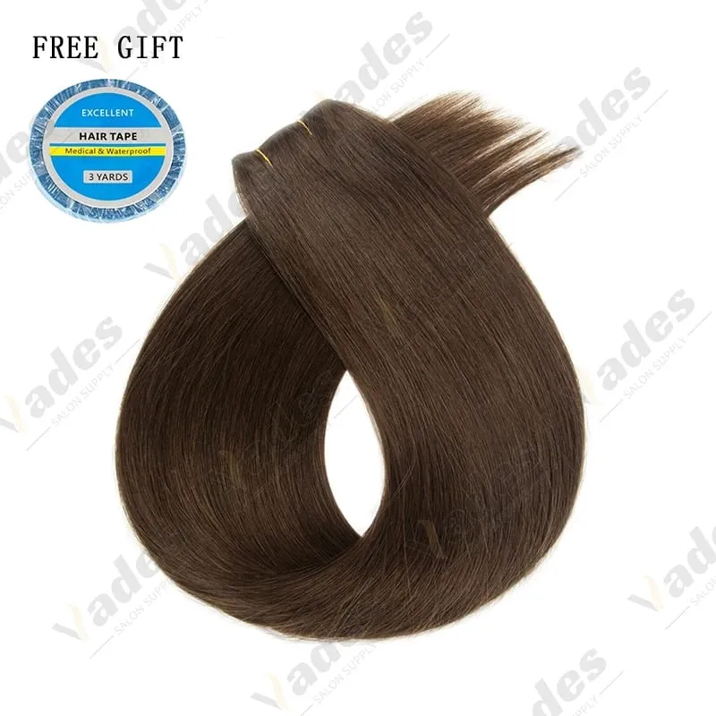 Injected Tape In Hair Extensions Invisible Long Tape PU Weft Human Hair Bundles Natural Hair Extensions 12-22 inch Thick Ends