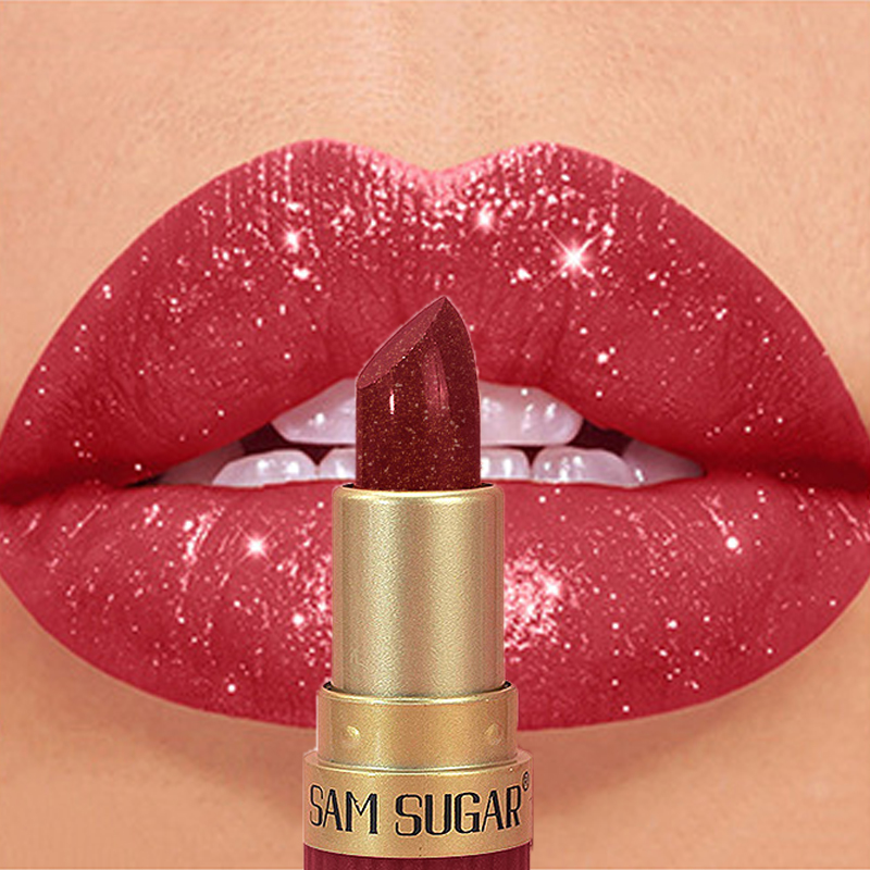 Diamond Pink Lipstick Chocolate Brown Metallic Glitter Lipstick Long-Lasting Waterproof Shimmer Pearl Sparkling Lip Gloss Makeup — image 10