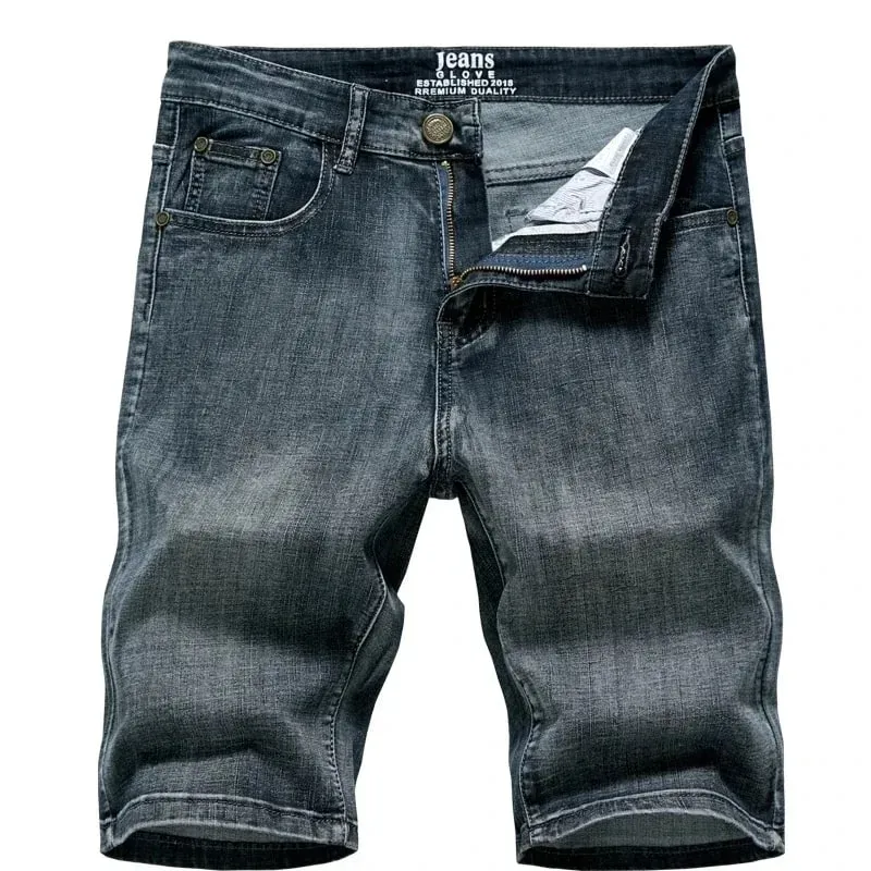 2025 Summer New Men's Denim Shorts Classic Black Blue Thin Section Fashion Slim Business Casual Jeans Shorts Male Brand — image 5