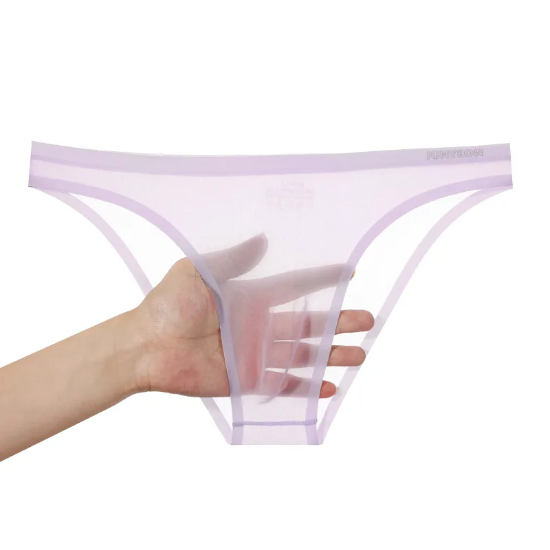 Bezešvé rychleschnoucí pánské kalhotky spodní prádlo Jednobarevné ledové hedvábí Ultratenké spodky Sexy prodyšné 3D pouzdro Kalhotky Spodní prádlo — image 36