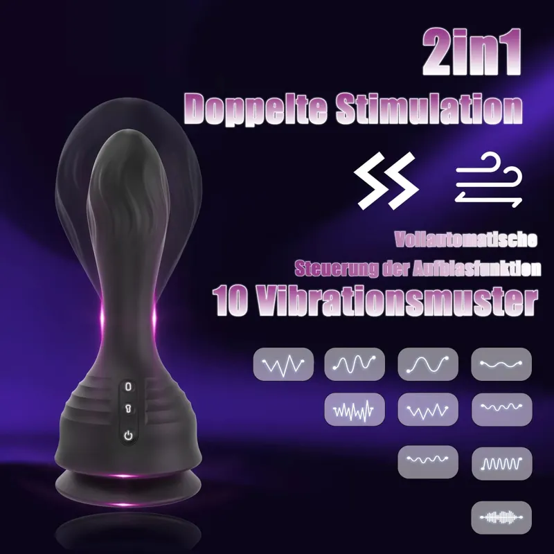 Remote Control Inflatable Butt Plug Vibrator na may 10 Swing Modes Suction Cup Vibrating Prostate Massager Anal Sex Toy para sa mga Babae — image 2