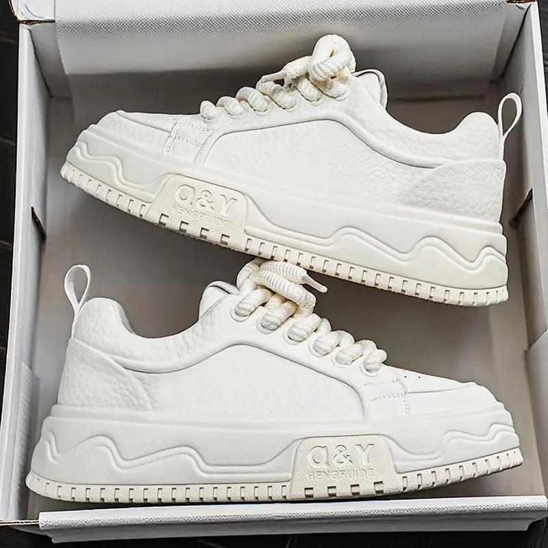 Männer Höhe Zunehmende Dicke Sohle Plattform Schuhe Mode Leder Casual Skateboard Turnschuhe Streetwear — image 2