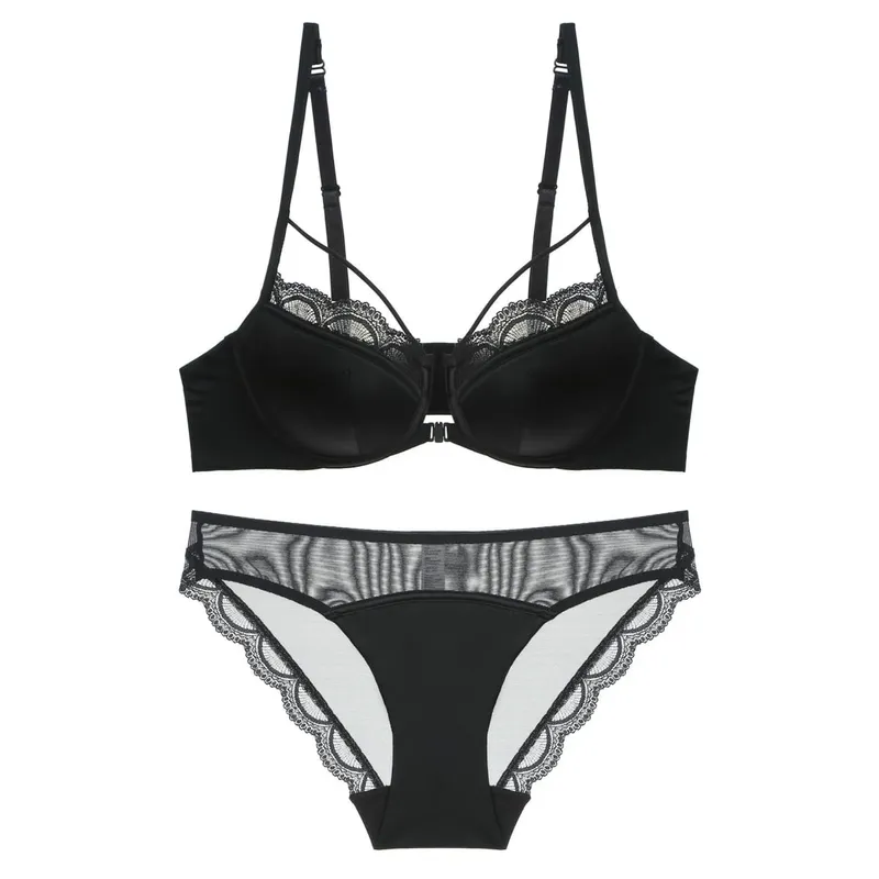 Mỏng Mịn Cúp Trước Đóng Cửa Áo Ngực Quần Đùi Bộ Quần Lót Viền Ren Push-Up Hở Lưng Áo Ngực Nữ Áo Gợi Cảm quần Lót Nữ — image 3