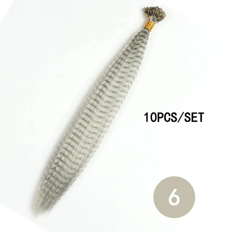 Estensioni dei capelli con piume sintetiche colorate 16 pollici 10 pezzi/pacco blu viola per le donne Parrucchino di piume Zebra Line — image 13