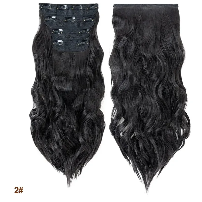 4 pièces ensemble pince dans les Extensions de cheveux mettre en évidence ondulé bouclés longs postiches synthétiques pour les femmes 22 pouces 180g pinces à cheveux cheveux — image 9