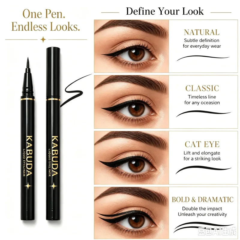 2 Buah Eyeliner Cair Ujung Ultra Halus Tahan Lama Tahan Air Riasan Tahan Noda Sempurna untuk Penggemar Kecantikan & Pemula — image 4