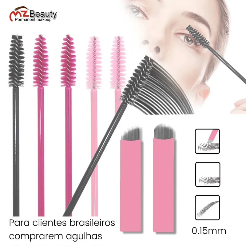 Kits de escovas de cílios descartáveis, agulhas de microblading, diâmetro 0.15mm, micro lâminas tebori, tatuagem, sobrancelha, suprimentos, aplicadores de maquiagem — image 1