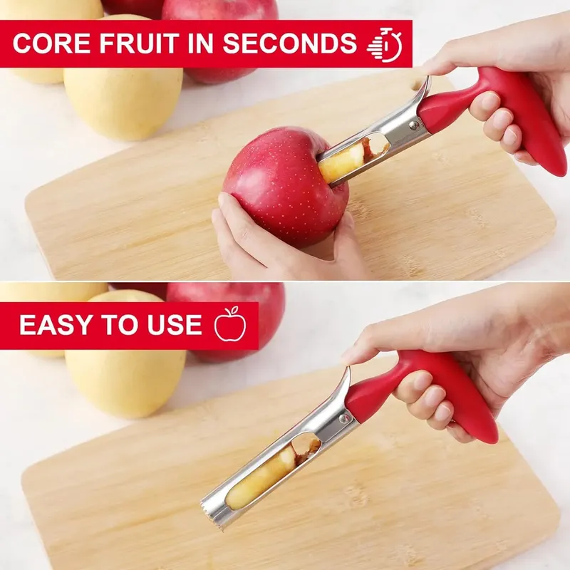 1PC Premium Kuchyně z nerezové oceli Apple Corer Tool Ultra Sharp Snadné použití a čištění Odolný odstraňovač ovocných jader — image 3