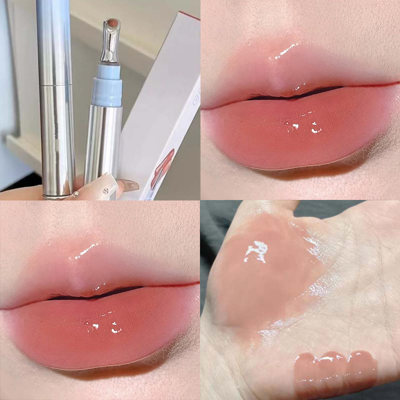 Cermin Esensi Berair Lip Gloss Tahan Lama Tidak Lengket Lipstik Cair Menepuk Jelly Lip Glaze Makeup Pelembab Warna Bibir — image 9