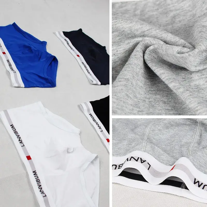 Men's Underwear Youth U Raised Low Waist Cotton Quadrangle Pants Solid Color Large Men's Shorts — image 12