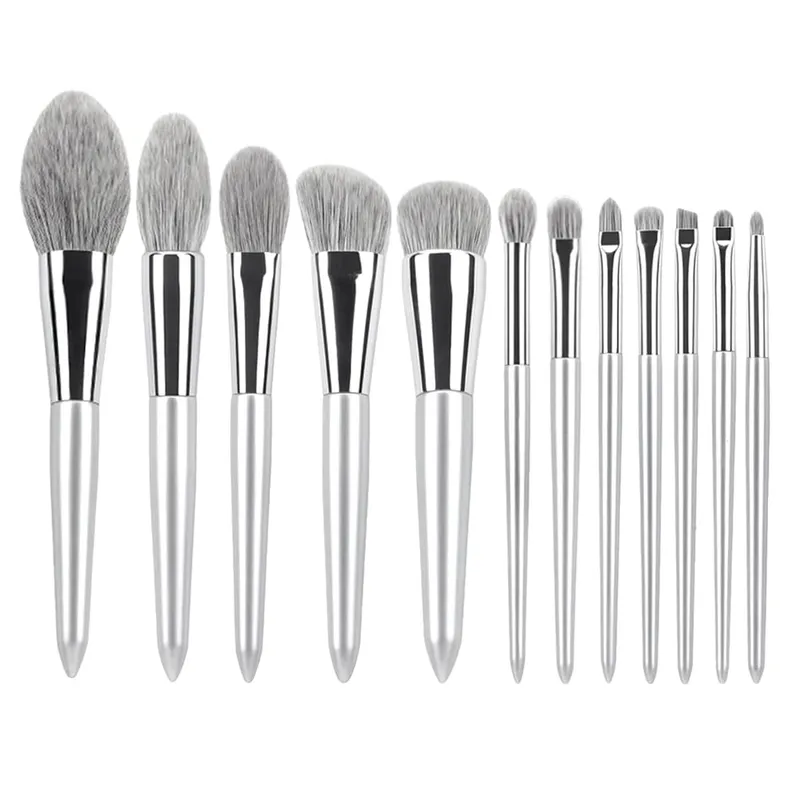 12 ชิ้นชุดแปรงแต่งหน้า Professional Natural Goat Hair Foundation Powder Contour อายแชโดว์คิ้วอายแชโดว์ Lip Make Up Tools
