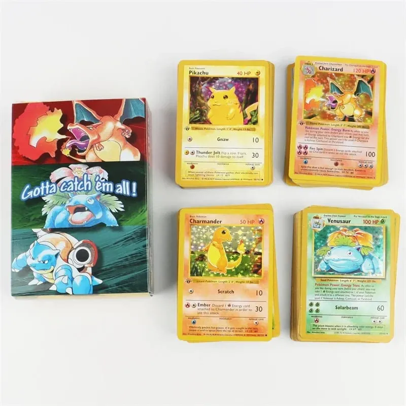 151 יח'\קופסה 1996 כרטיס פוקימון דור ראשון Charizard Pikachu Mewtwo Blastoise צעצועי כרטיס איסוף גרסה אנגלית — image 2