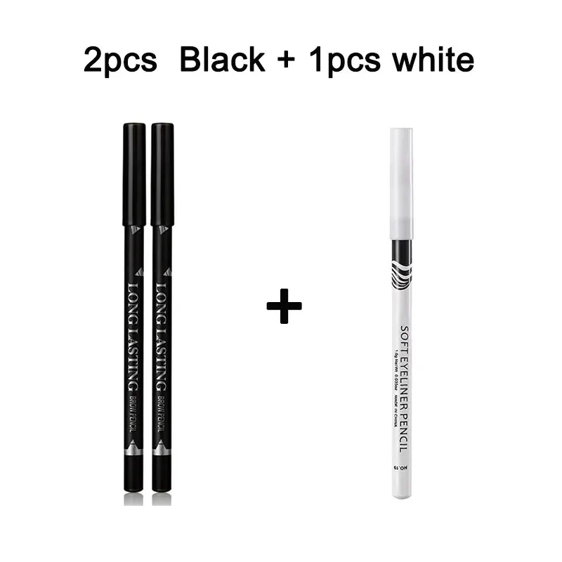 2pcs MENOW 3 색 오래 지속되는 방수 눈썹 연필 더블 사용 나무 극 아이 라이너 영구 메이크업 문신 액세서리 — image 13