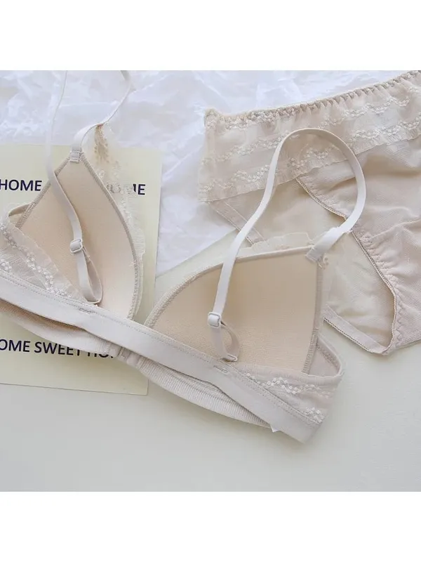 Push Up BH för små bröst - Fram Stäng Spets Bralette Trådlös Demi Triangel Cup Sexiga underkläder Tunna Demi Cup Small Chest — image 5