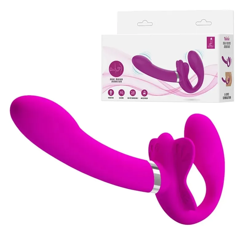 Vibratori con cinturino senza spalline per donne Pene vibrante a doppia testa Giocattoli erotici lesbici per giocattoli sessuali per adulti per coppie — image 8