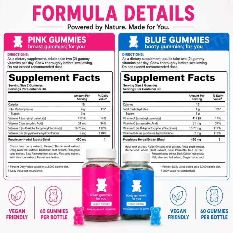 Top&Peach Support Combo Pack Multivitamin Gummies pour femmes Comprend des extraits de plantes et des vitamines essentielles Sans gluten 60 unités — image 3