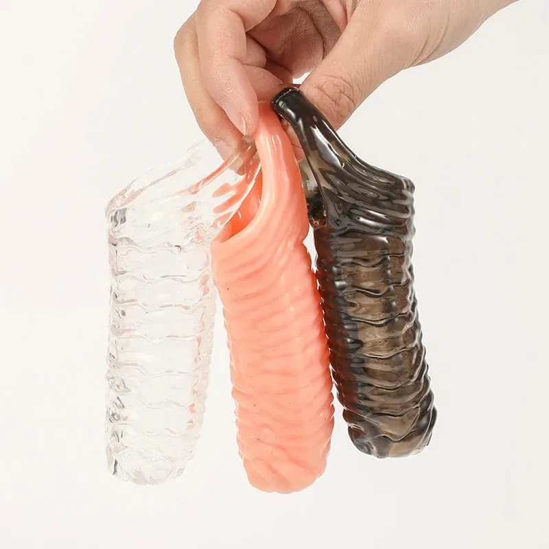 แหวนอวัยวะเพศชายชายสมจริงอวัยวะเพศชายExtender CockแขนขยายDelay Ejaculation CockแหวนReusable Sex Toy — image 2