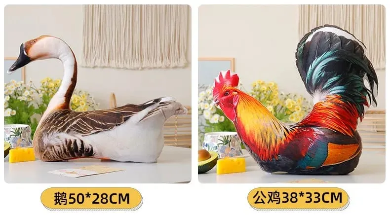 Simulation 3D Printed Animal Pillow Lifelike Parrot Goose Duck Pigeon Pheasant Cock Stuffed Doll Cute Cushion Toys Home Decor — image 8