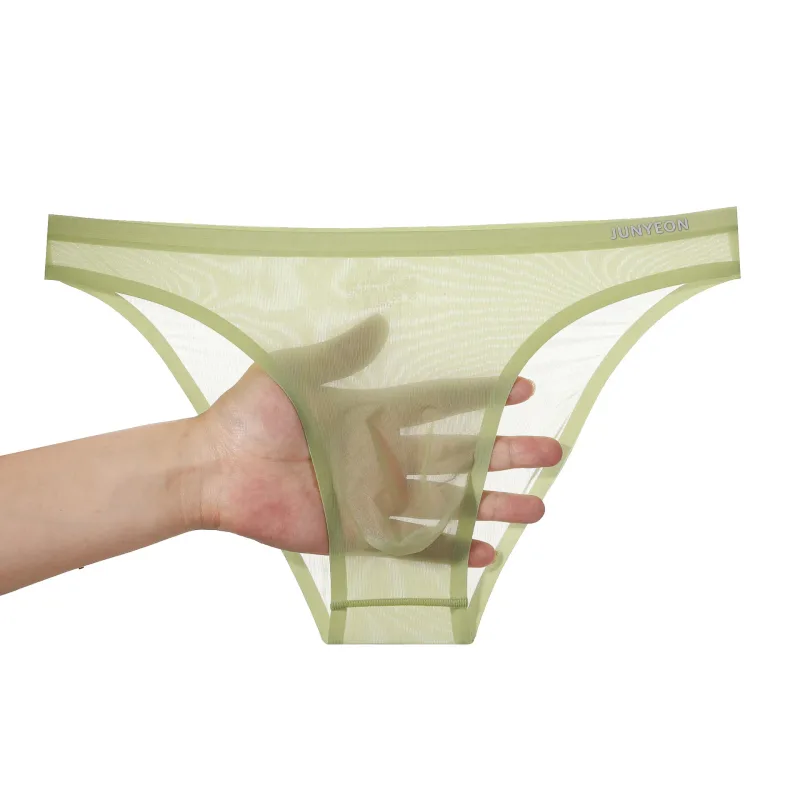 Bezešvé rychleschnoucí pánské kalhotky spodní prádlo Jednobarevné ledové hedvábí Ultratenké spodky Sexy prodyšné 3D pouzdro Kalhotky Spodní prádlo — image 34