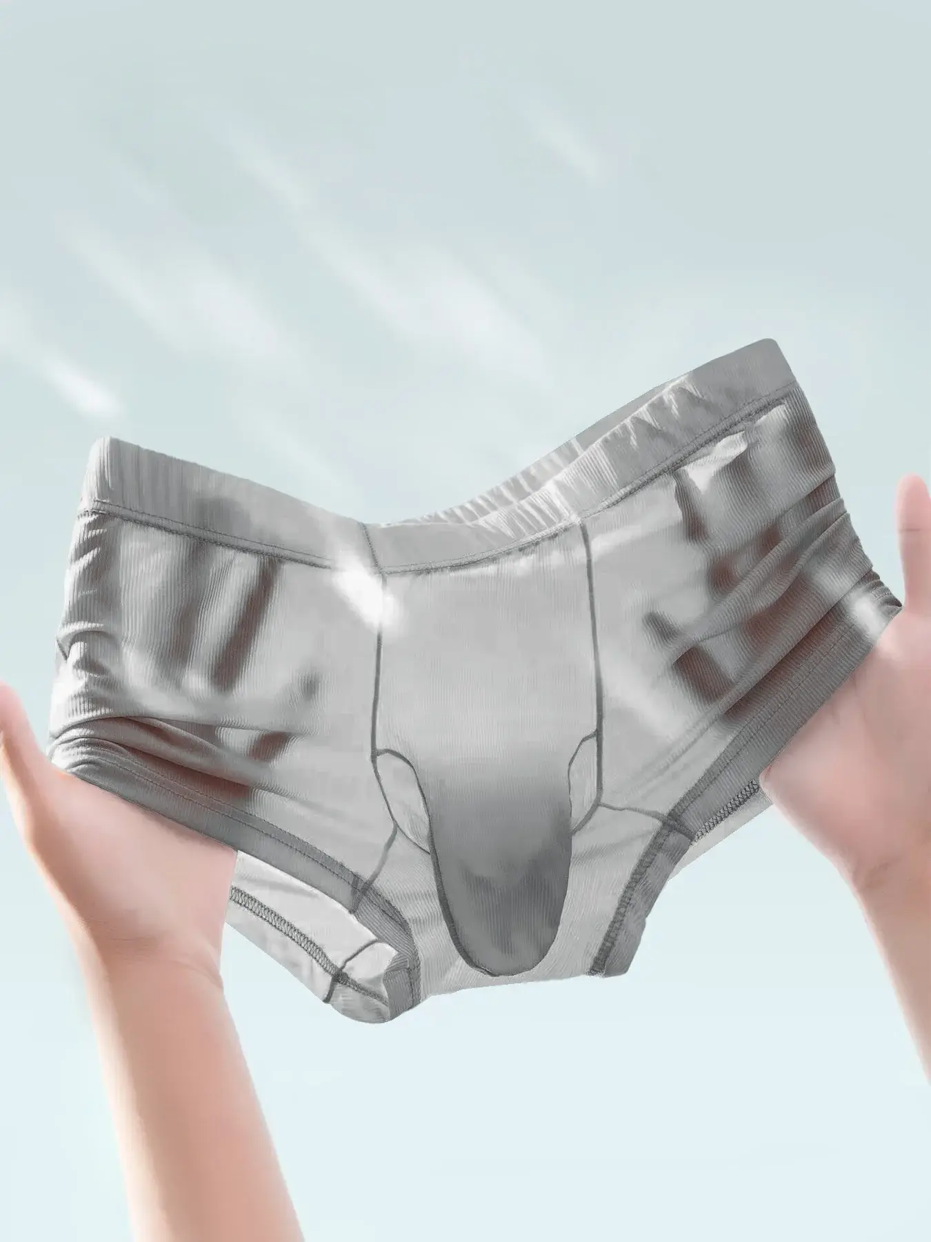 Slip boxer trasparenti Intimo sexy da uomo Mutande ultra sottili Vedi attraverso mutandine di seta ghiacciata Pantaloncini di lingerie lisci e lucidi — image 13