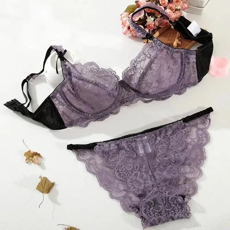 Lace Minimizer BH Ultra tynd svamp gratis wirefree sømløs fuld dækning buste push up komfort lingeri sæt BANERDANNI — image 1