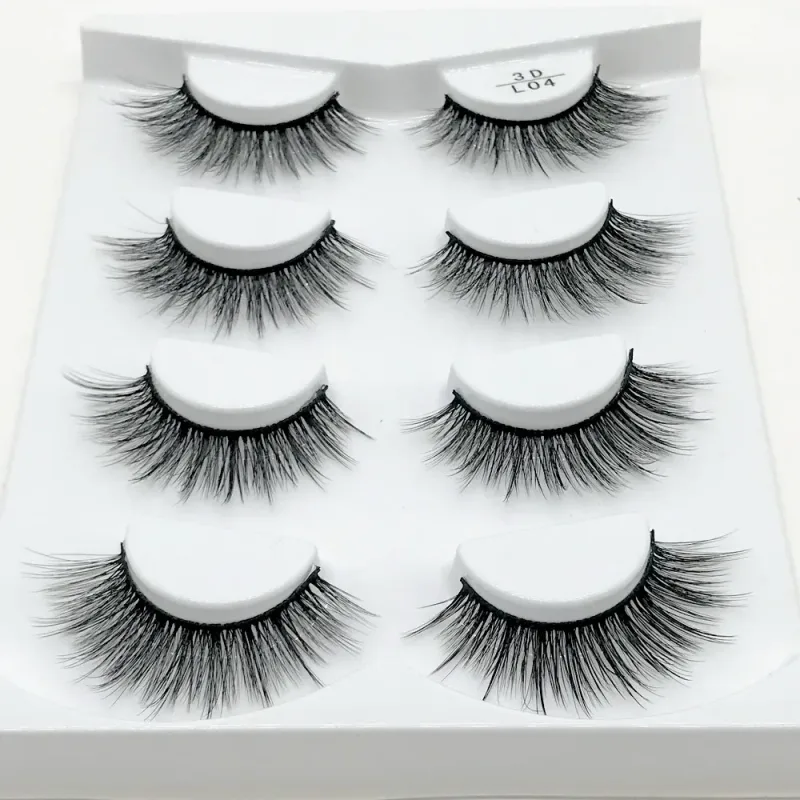 2/4 pairs of natural false eyelashes 3D mink eye eyelash extension mink eye eyelash beauty — image 6