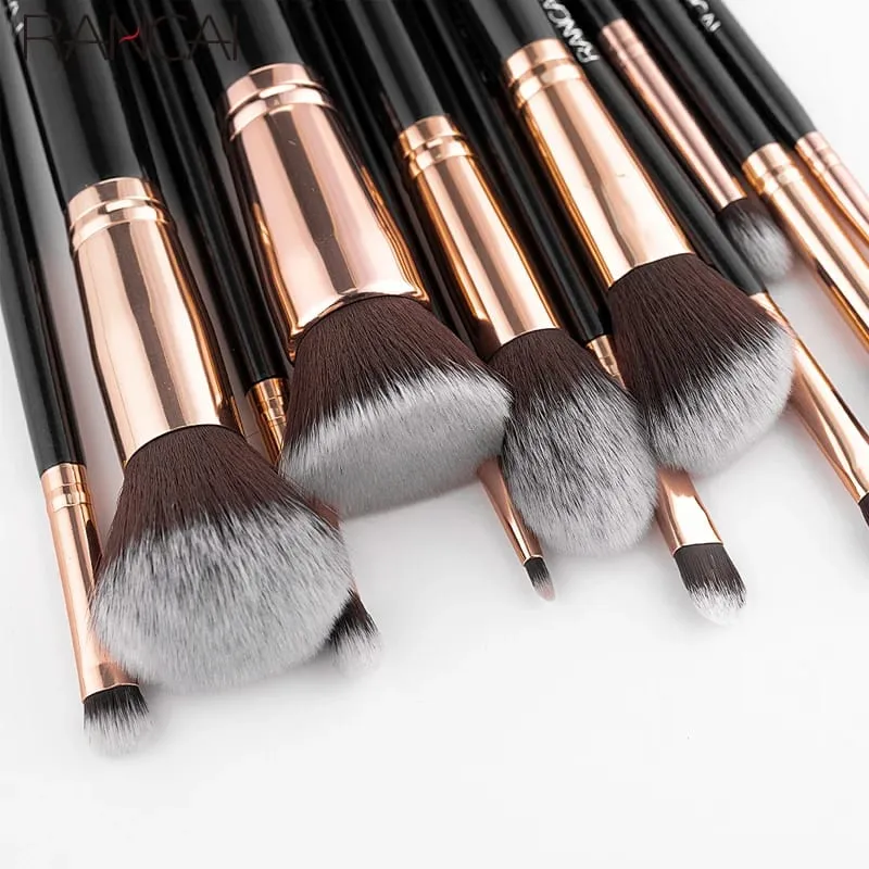 New 12pcs Black Cylinder Makeup Brush Set Black Gold Eyeshadow Brushes Multifunctional Makeup Tools — image 3