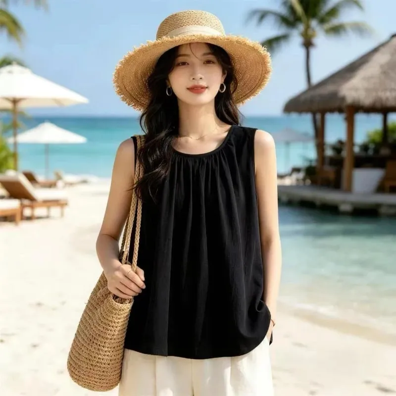 Street Casualจีบเรียบง่ายAll-Matchเสื้อฤดูร้อนใหม่หลวมElegant Tเสื้อแฟชั่นแนวโน้มเสื้อผ้าผู้หญิง