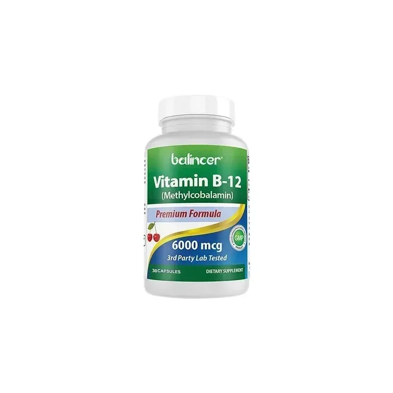 Doplněk vitamínu B12 6000 mcg - Energie Mozek Paměť Nálada Funkce srdce Podpora nervového a imunitního systému 30/60/120 tobolek