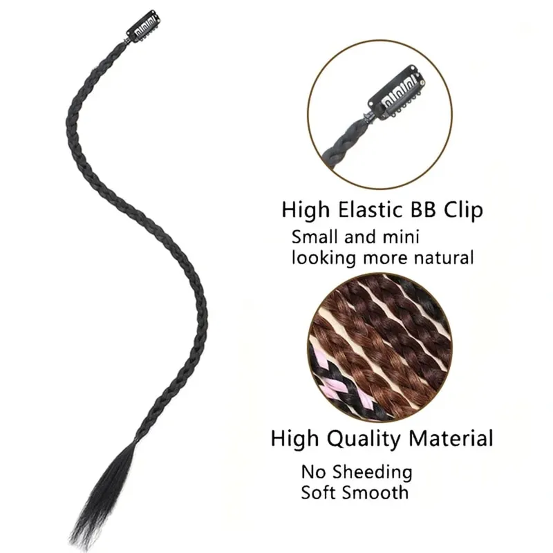 สังเคราะห์ 2pcs Braid วิกผม Strong BB คลิป Y2k เครื่องเทศสาวมวย Braid หางม้าน้ำหนักเบากล่อง Braid หางม้าชิ้นสำหรับสตรี — image 3