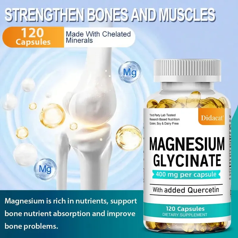 Magnesium Glycinate - with Quercetin Improve Cardiovascular Health Reduce Stress and Promote Healthy Sleep Muscle Growth — image 5