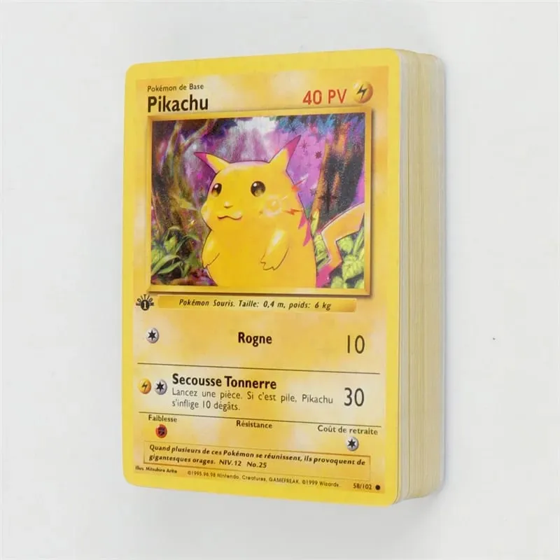 Franse versie 1996 jaar 1e editie Pokémon-kaart Charizard Pikachu Mewtwo Blastoise Verzamelkaart speelgoed 151 stuks in doos