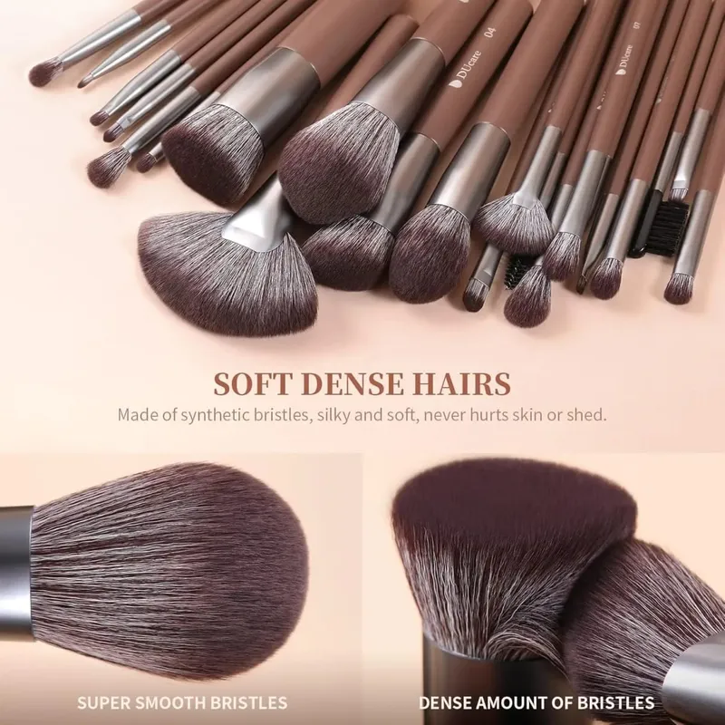 DUcare Makeup Brushes 22Pcs With Foldable BAG Nylon Hair Fan Powder EyeShadow Blending Eyeliner Eyebrow Cosmestic Make up Brush