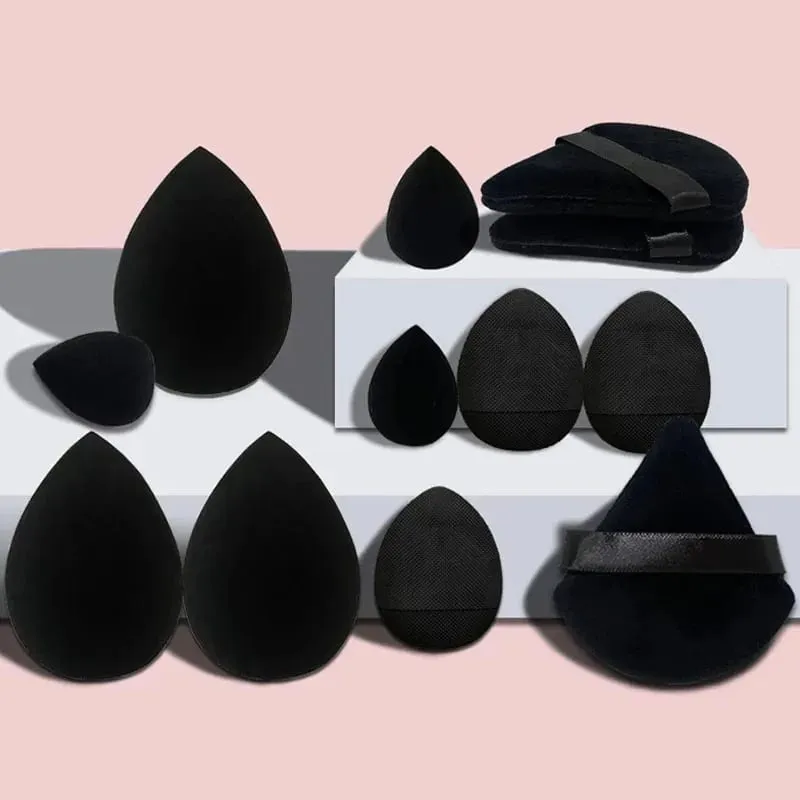 Set Spons Rias 12 Buah Warna Solid Bedak Tabur dan Set Telur Rias Lembut Puff Mini Katun Puff Jempol Penangkap Jari — image 2
