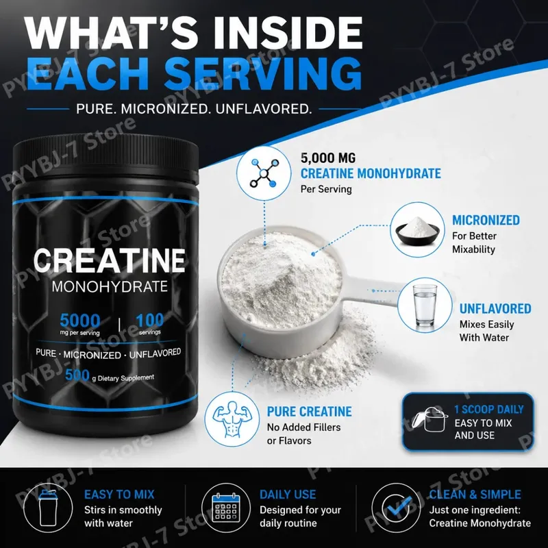 Creatina monoidrato micronizzata pura in polvere 5000 mg per porzione Integratore per il supporto delle prestazioni negli esercizi sportivi 100 porzioni