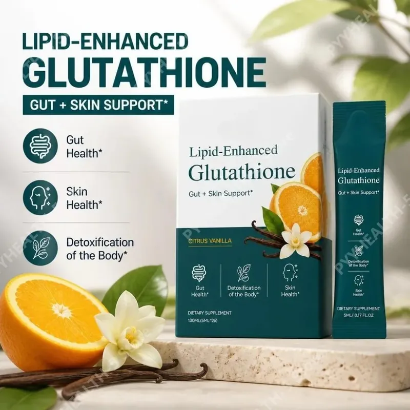 Balíčky tekutého doplňku glutathionu s vylepšeným obsahem lipidů s citrusovou vanilkou podporují zdraví střev a zdraví pokožky 26 balení 130 ml — image 2