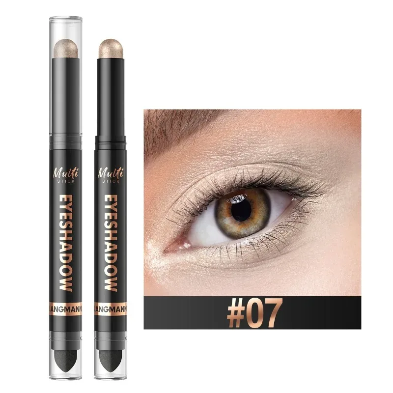 Bâton de fard à paupières Double tête, 16 couleurs, nacré, chatoyant, marron, crème hautement imperméable, crayon d'ombre à paupières, maquillage longue durée pour les yeux — image 10