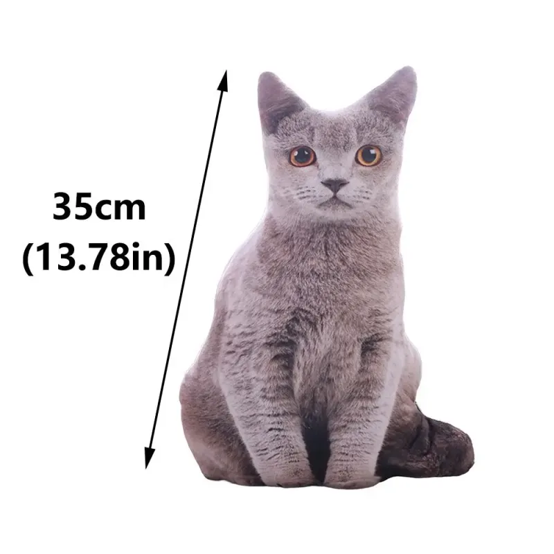 Plush Realistic 3D Cat Doll Soft Cartoon Simulation Cat Plushie Pillow Stuffed Kawaii Plush Animals Toy Cushion for Kids Girls — image 5