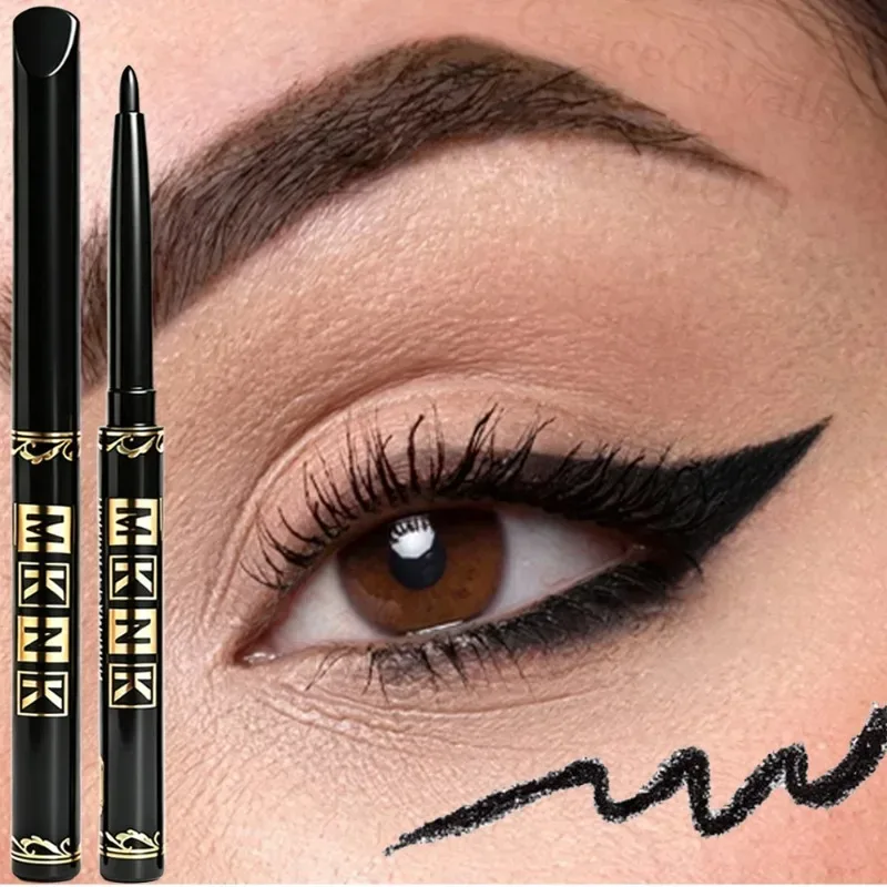 1-12pcs Pensil Celak Hitam Kalis Air Kalis Calit Aplikasi Mudah Dipintal Gel Mata untuk Solekan Mata Punk Tebal Mesra Permulaan — image 9