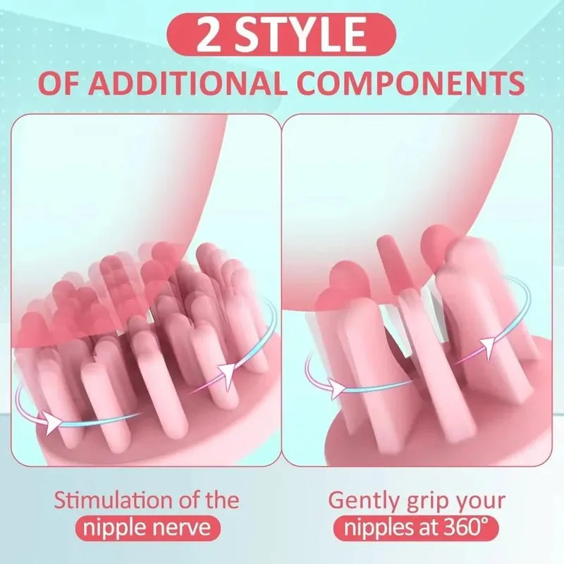 Aumento del seno Succhiare vibratore Pompa a vuoto rotante Reggiseno ventosa Massaggiatore seno AV Masturbatore per stimolazione capezzolo femminile — image 4