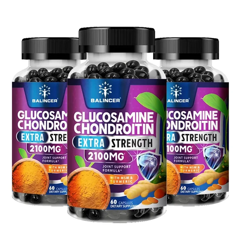 Glucosamine Chondroitin แคปซูลที่มีรากขมิ้นสำหรับสนับสนุนความเครียดบรรเทากระดูก & ภูมิคุ้มกันสุขภาพอาหารเสริม — image 11
