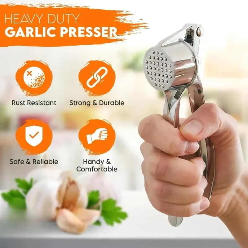 High Efficiency Garlic Press Heavy Duty Garlic Mincer Easy To Squeeze and Clean Rust Proof and Dishwasher Safe Ginger Crusher — image 6