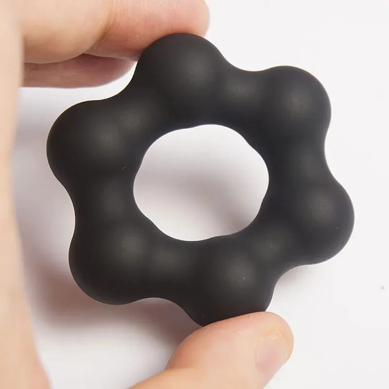 Estrella pene pene anillo retrasar la eyaculación de silicona Cockring erección juguetes sexuales hombres testículo escroto bola camilla