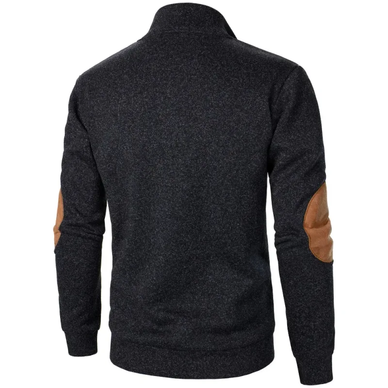 Männer Herbst Sweatshirt Patchwork Kontrast Farbe Hoodies Stehkragen Männer Botton Down Vintage Pullover — image 5