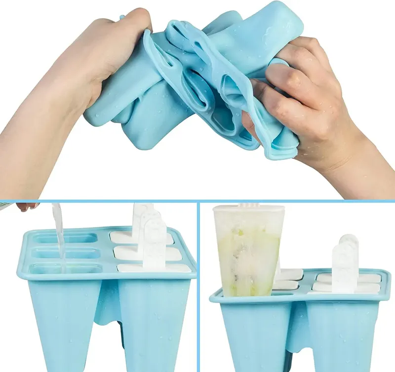 Popsicle Molds 6 Pieces Silicone Ice Pop Molds BPA Free Popsicle Mold Reusable Easy Release Ice Pop Make — image 3