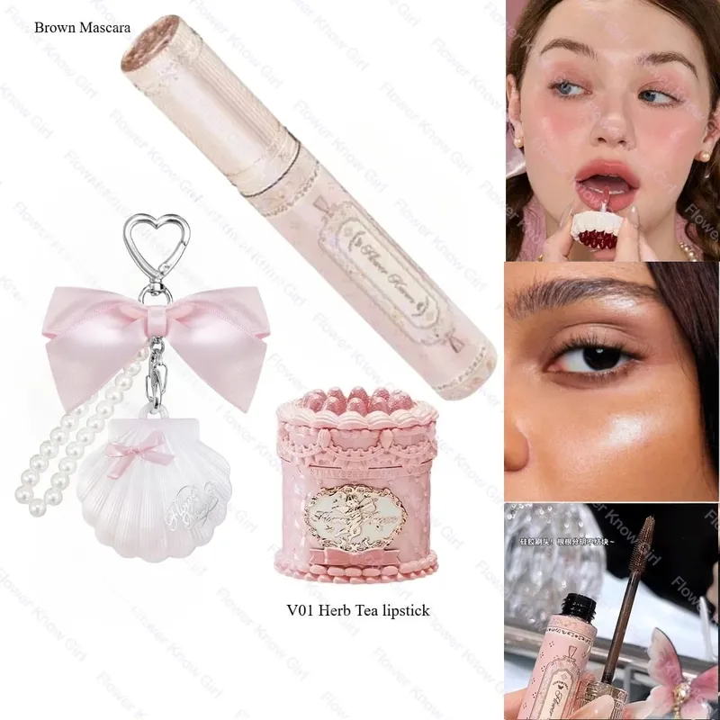 Flower Knows Lipstick Solid Parfume Mascara Sæt Langvarig duftgave til kvinder