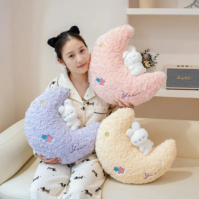45cm Kawaii Kissen Kaninchen Cartoon Sterne Mond Kissen Kissen Kreative Glück Weiche Familie Plüsch Spielzeug Sofa Home Decor plüsch Kissen