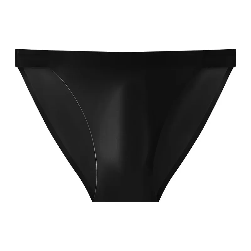 Slip da uomo senza cuciture ad asciugatura rapida Intimo tinta unita Seta di ghiaccio Mutande leggere e sottili Mutandine sexy traspiranti 3D Pouch Undies — image 5